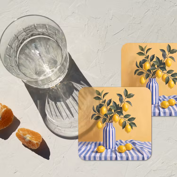 Coaster - Lemon - Still Life - Modern - Citroen - Stilleven - Modern onderzetter kurk middel