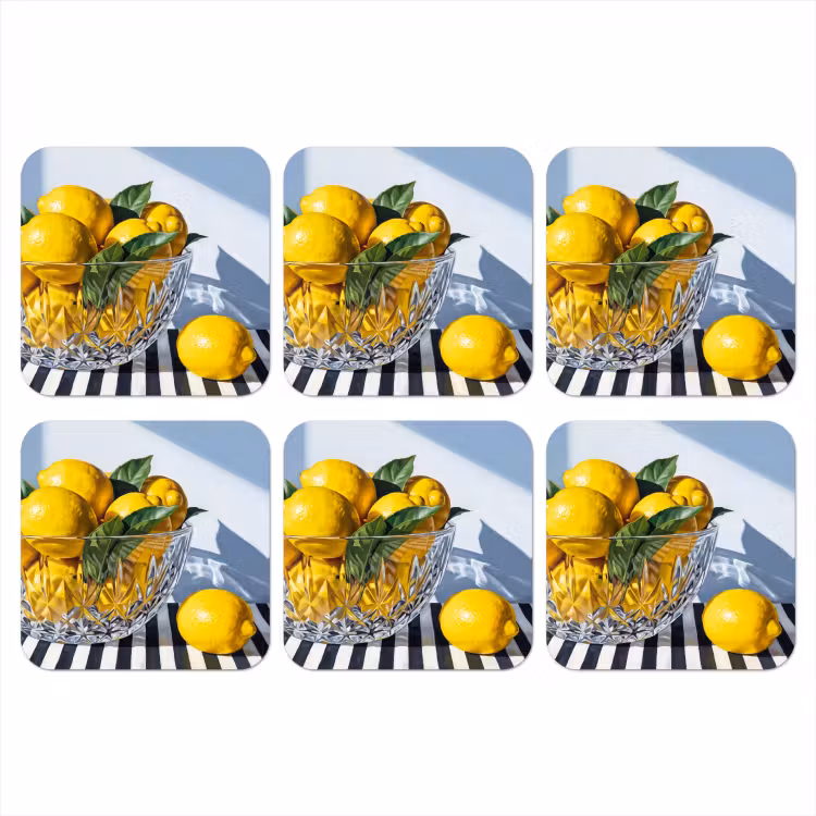 Coaster - Lemons - Fruit - Yellow - Citroenen - Fruit - Geel onderzetter kurk middel