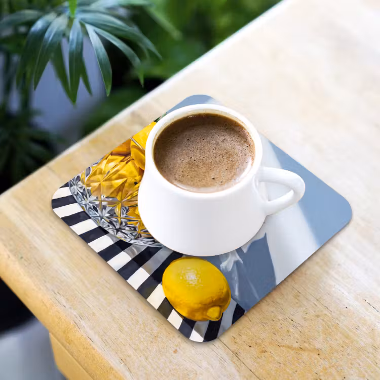 Coaster - Lemons - Fruit - Yellow - Citroenen - Fruit - Geel onderzetter kurk middel