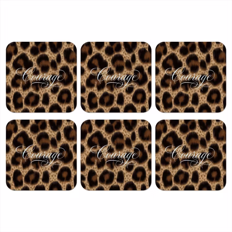 Luipaardprint - Bruin - Courage - Sierlijk onderzetter kurk middel -3d