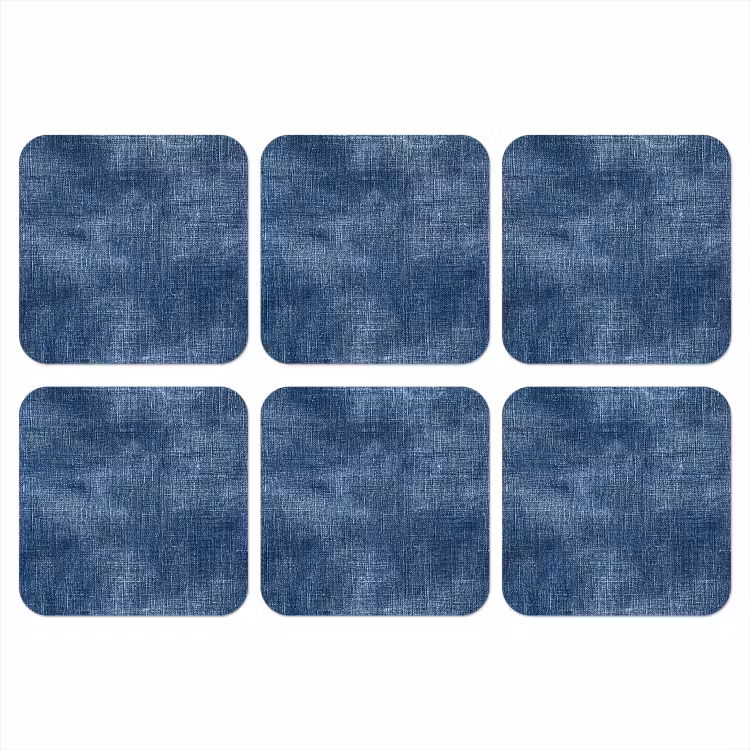 Linnen - Textuur - Patroon - Denim - Rustiek onderzetter kurk middel 366 -3d