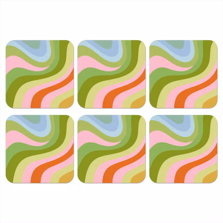 Lijnen - Pasteltinten - Golvend onderzetter kurk middel -3d