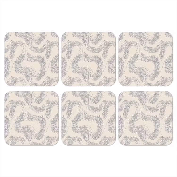 Lijnen - Patroon - Beige - Minimalistisch onderzetter kurk middel 366 -3d