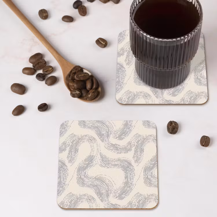 Lijnen - Patroon - Beige - Minimalistisch onderzetter kurk middel 366 -sfeer2