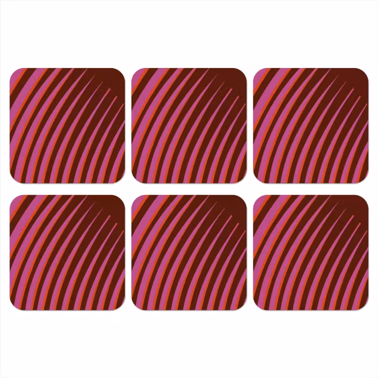 Lijnen - Rood - Beweging onderzetter kurk middel -3d
