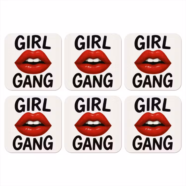 Lip - Girl - Rood - Letters onderzetter kurk middel -3d