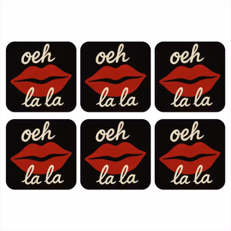 Lip - Rood - Quote onderzetter kurk middel -3d