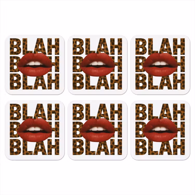 Lip - Rood - Quote onderzetter kurk middel -3d
