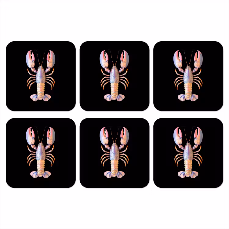 Kreeft - Roze - Zacht - Zwart onderzetter kurk middel -3d