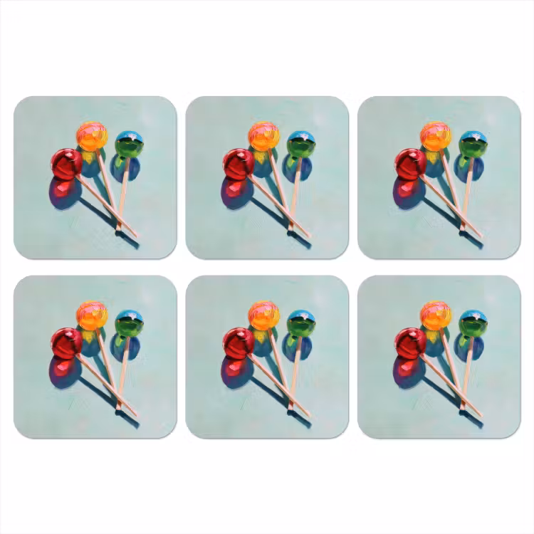Lollys - Schaduw - Drie - Blauw onderzetter kurk middel -3d