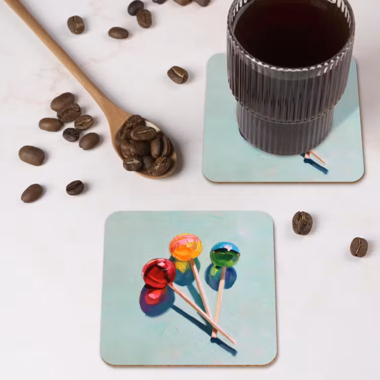 Lollys - Schaduw - Drie - Blauw onderzetter kurk middel -sfeer2