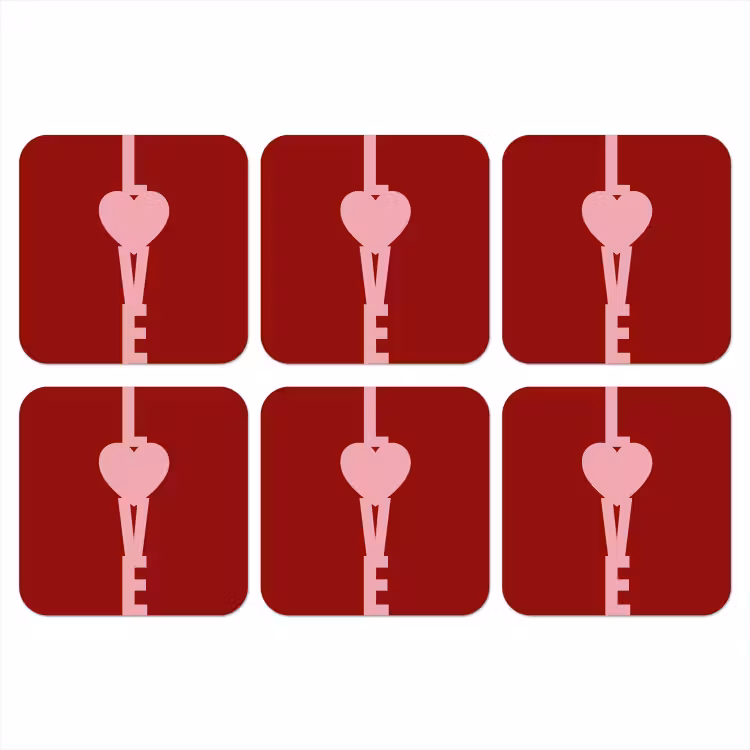 Love - Hart - Rood onderzetter kurk middel -3d