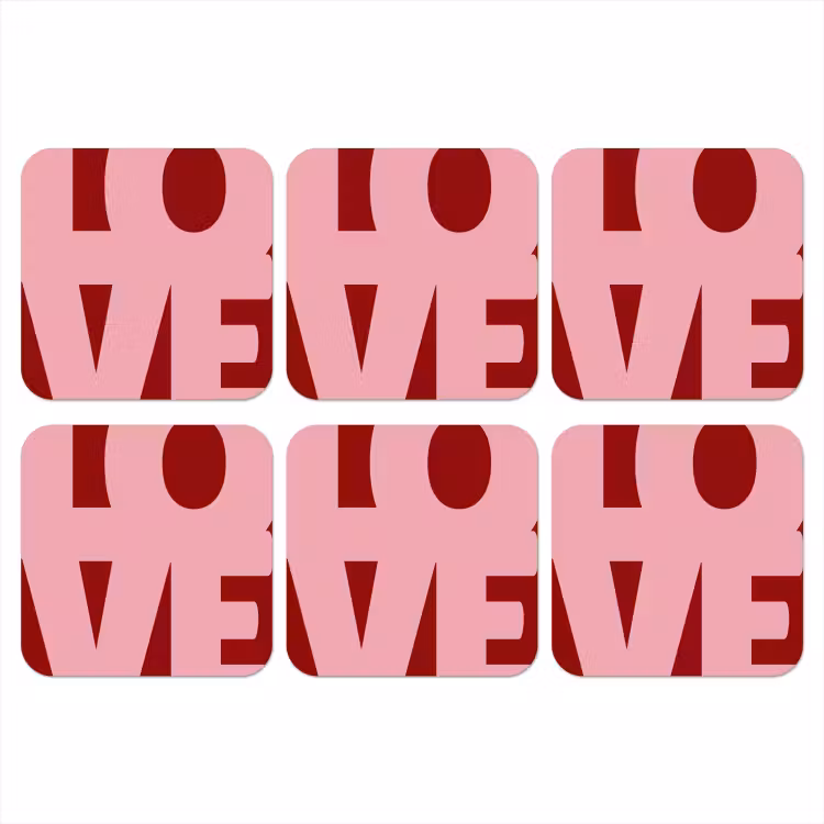 Love - Rood - Blokletters onderzetter kurk middel -3d
