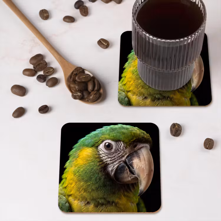 Ara - Portret - Groen onderzetter kurk middel -sfeer2