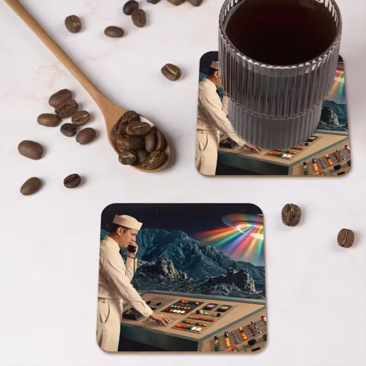 Coaster - Man - Control Room - Beach - Man - Controlekamer - Strand onderzetter kurk middel