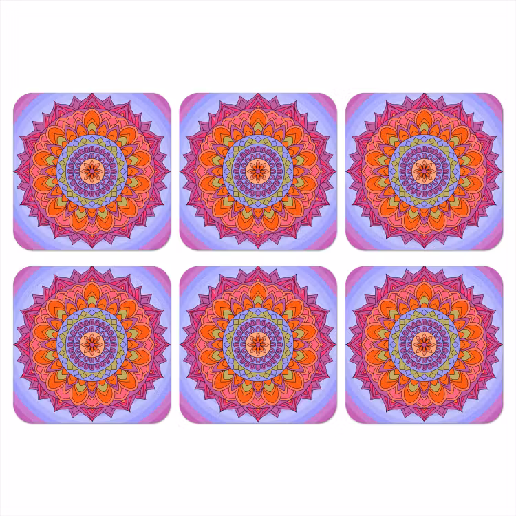Mandala - Cirkel - Abstract - Kleurrijk - Patroon onderzetter kurk middel -3d