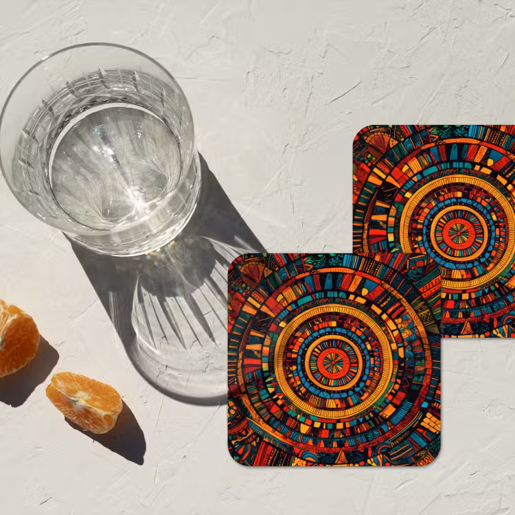 Mandala - Cirkels - Patronen onderzetter kurk middel -sfeer4
