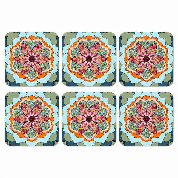 Mandala - Geometrisch - Kunst - Decoratief - Kleurrijk onderzetter kurk middel -3d