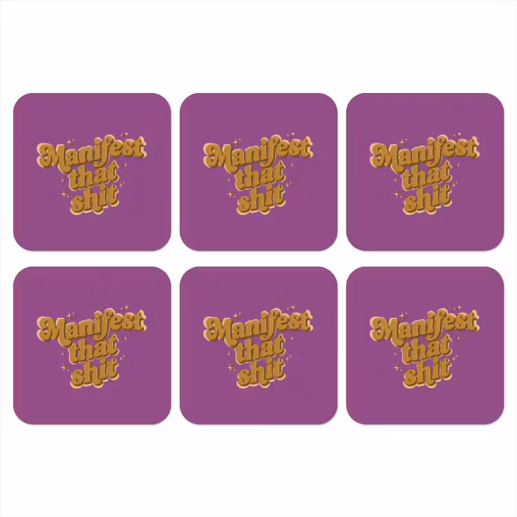 Manifest that shit - Paars - Glitter onderzetter kurk middel -3d