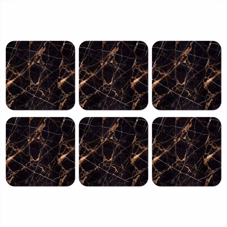 Marmer - Goud - Abstract - Zwart onderzetter kurk middel -3d