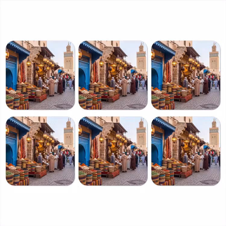 Coaster - Market - Oriental - Colorful - Markt - Oosters - Kleurrijk onderzetter kurk middel