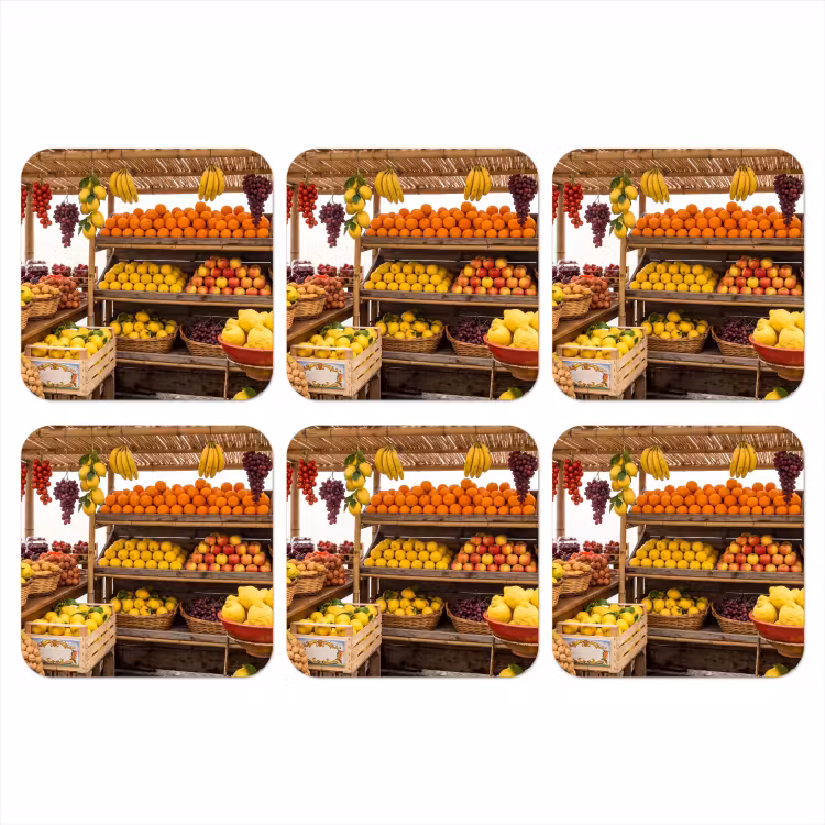 Coaster - Market Stall - Fruit - Fresh - Marktkraam - Fruit - Vers onderzetter kurk middel