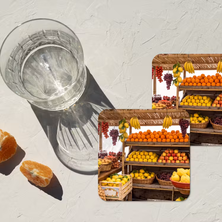 Coaster - Market Stall - Fruit - Fresh - Marktkraam - Fruit - Vers onderzetter kurk middel