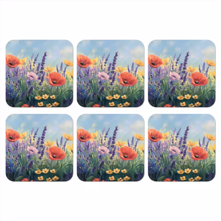 Weide - Bloemen - Kleurrijk onderzetter kurk middel -3d