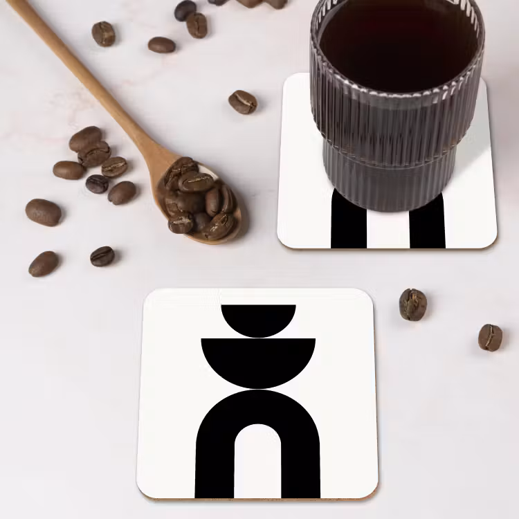 Coaster - Minimalist - Art - White - Minimalistisch - Kunst - Wit onderzetter kurk middel