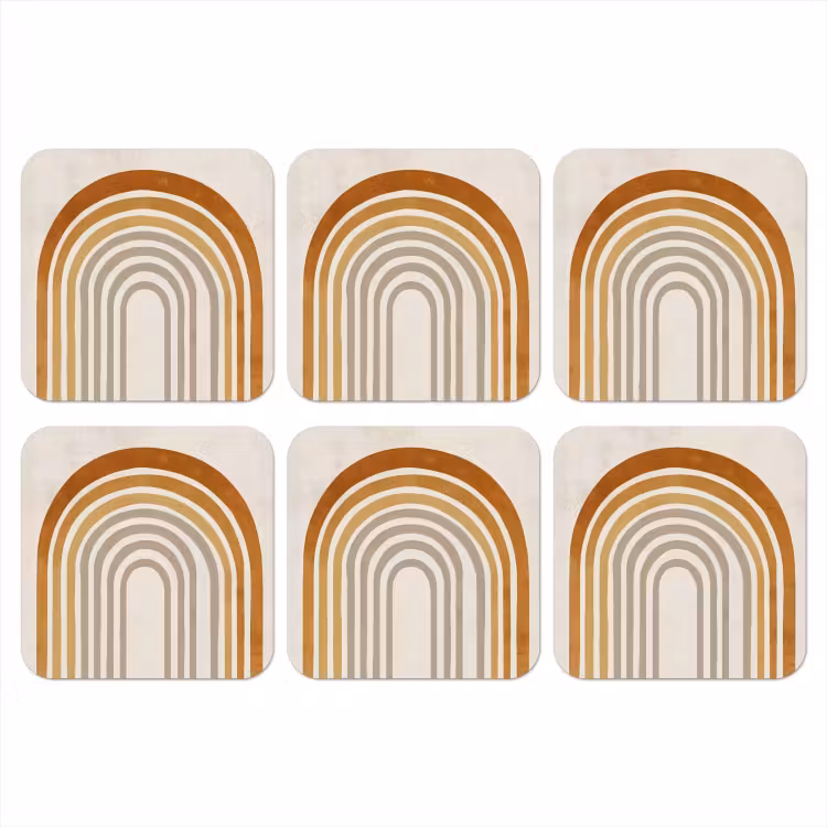 Minimalistisch - Boog - Lijnen - Beige onderzetter kurk middel -3d