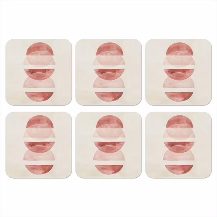 Minimalistisch - Cirkels - Roze onderzetter kurk middel -3d