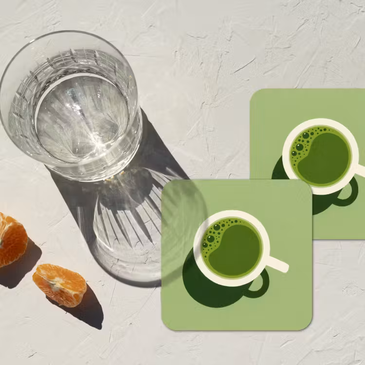 Minimalistisch - Kopjes - Matcha -Groen onderzetter kurk middel -sfeer4
