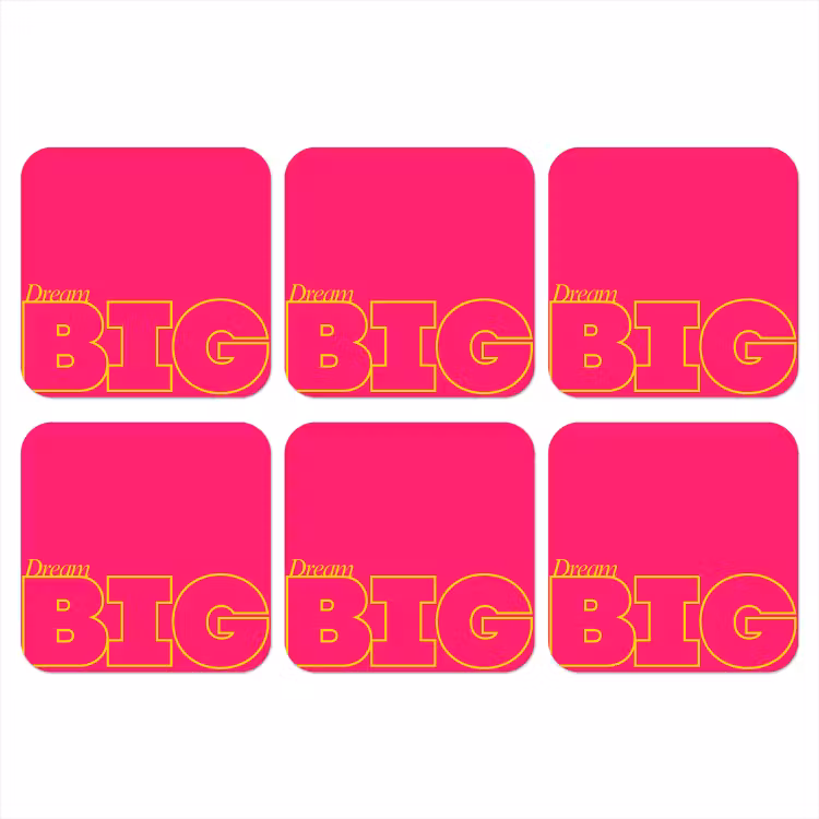 Minimalistisch - Roze - Dream big - Grafisch onderzetter kurk middel -3d