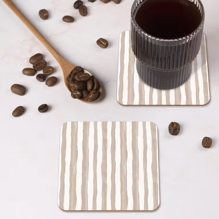 Minimalistisch - Strepen - Beige onderzetter kurk middel 366 -sfeer2
