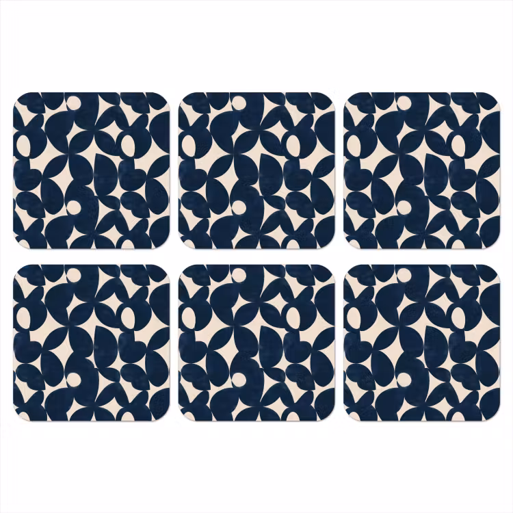 Modern - Geometrisch - Blauw onderzetter kurk middel 366 -3d