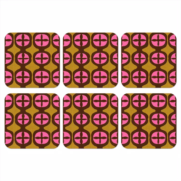 Modern - Patroon - Roze onderzetter kurk middel 366 -3d