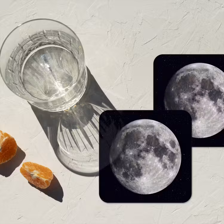 Coaster - Moon - Stars - Space - Maan - Sterren - Ruimte onderzetter kurk middel
