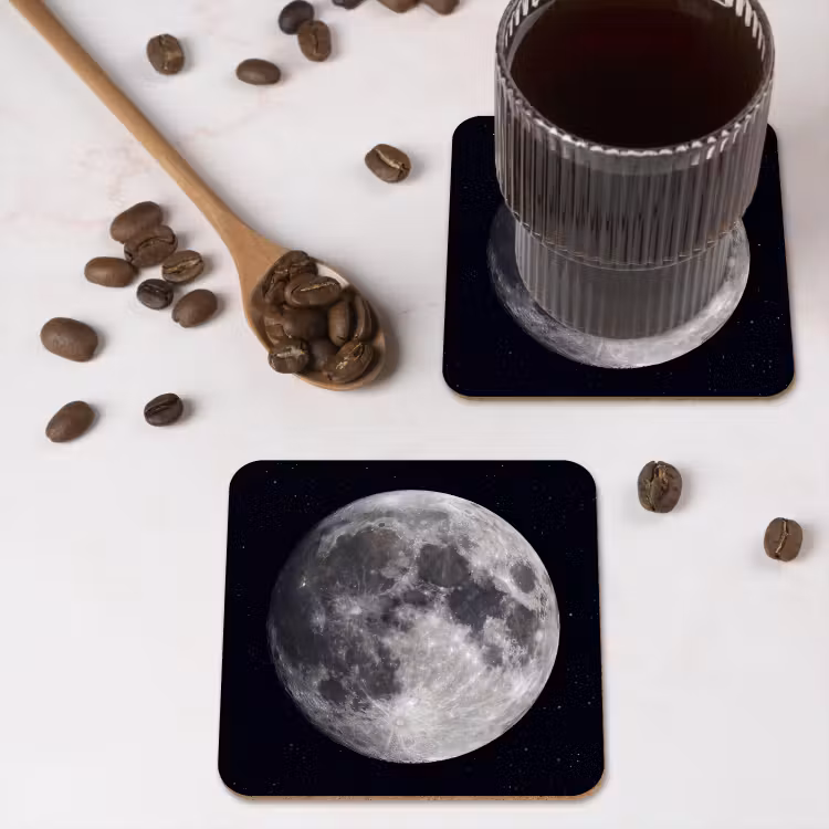 Coaster - Moon - Stars - Space - Maan - Sterren - Ruimte onderzetter kurk middel