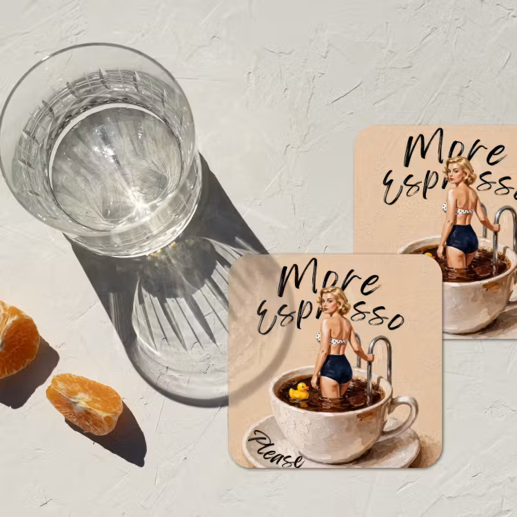 More espresso - Koffie - Eend onderzetter kurk middel -sfeer4