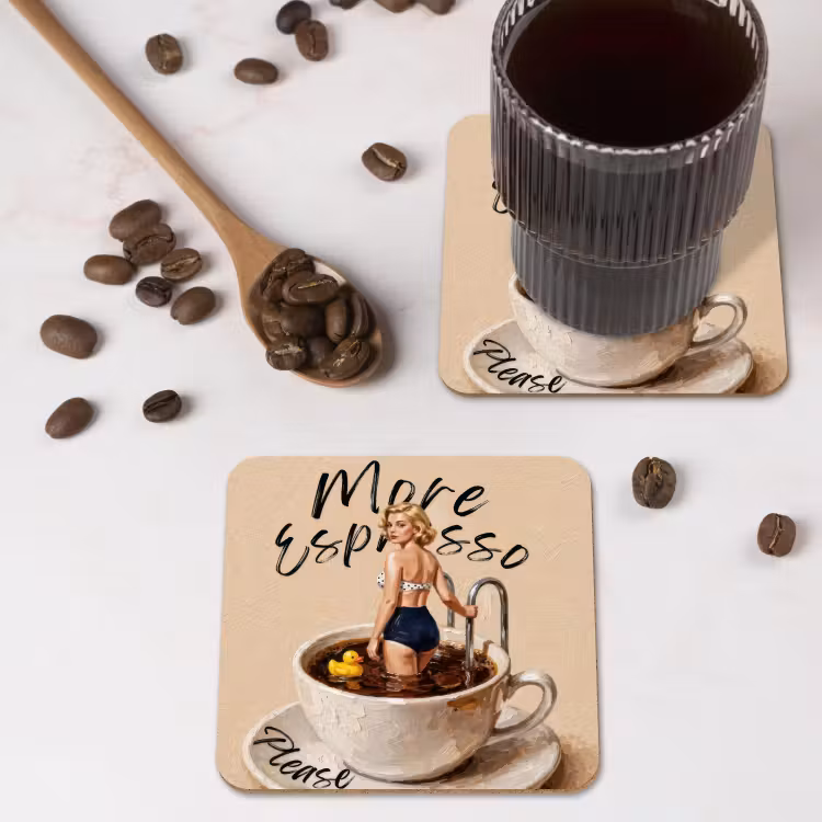 More espresso - Koffie - Eend onderzetter kurk middel -sfeer2