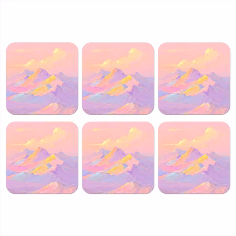 Bergtoppen - Wolken - Dromerig onderzetter kurk middel -3d