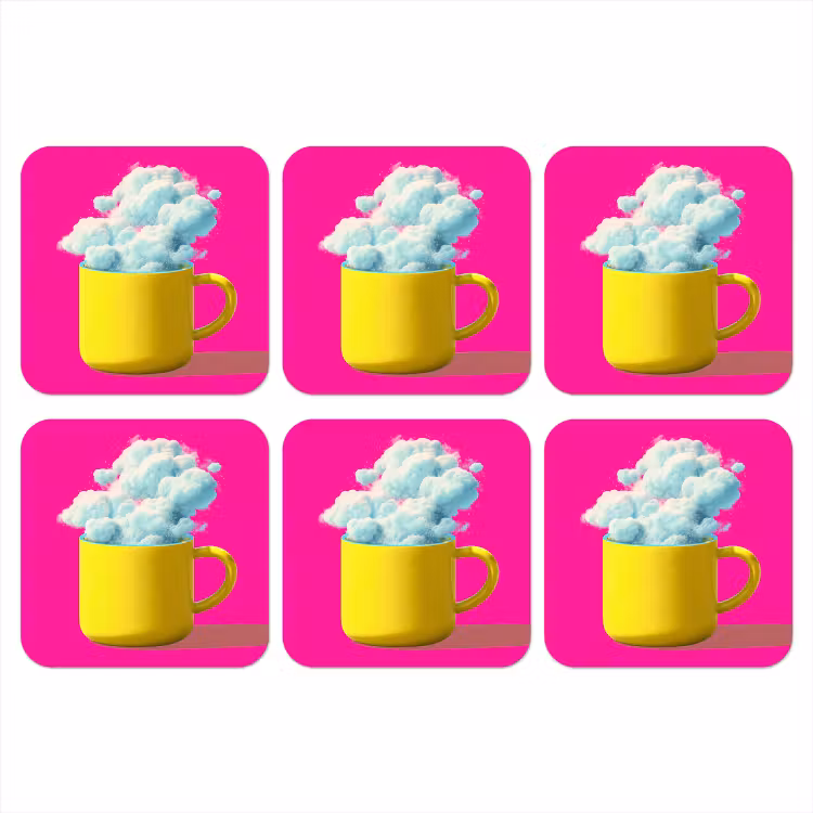 Mok - Wolken - Roze - Minimalitisch onderzetter kurk middel -3d