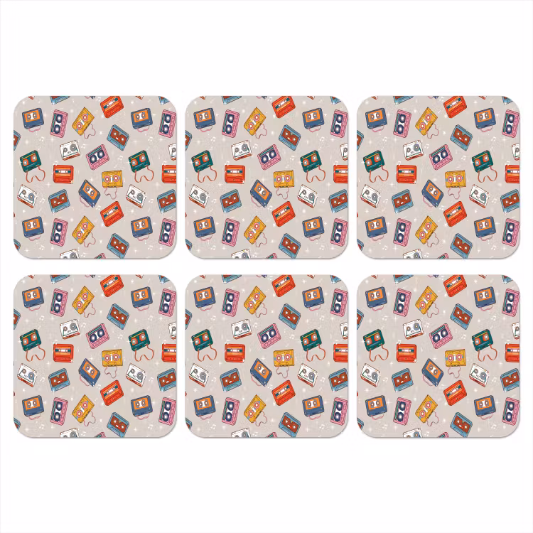 Muziek - Cassette - Patroon onderzetter kurk middel 366 -3d