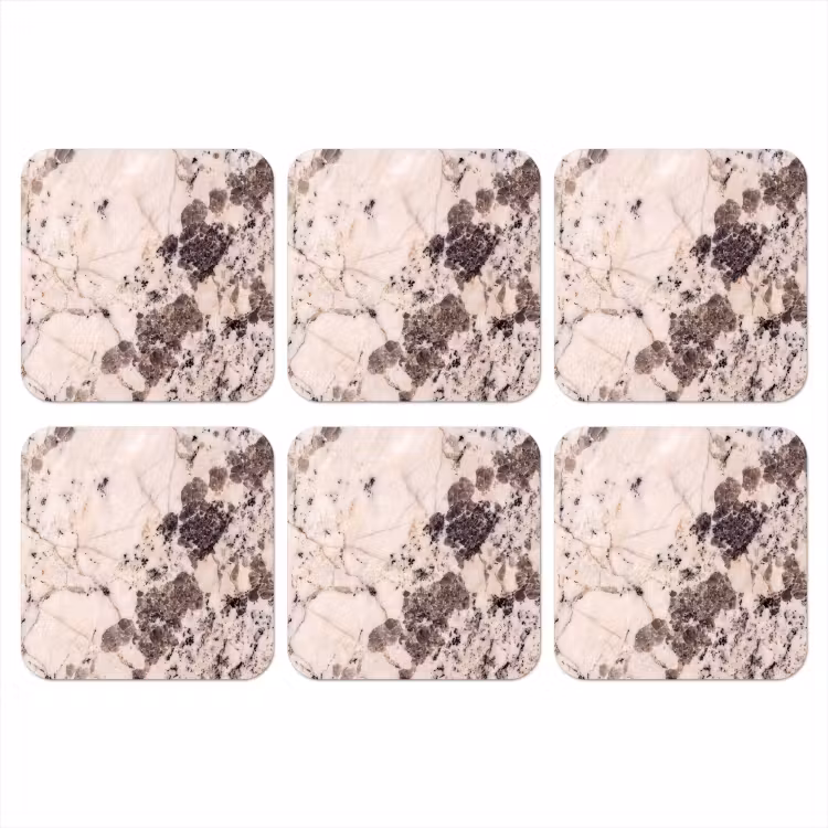 Natuursteen - Patroon - Abstract - Beige - Grijs onderzetter kurk middel -3d