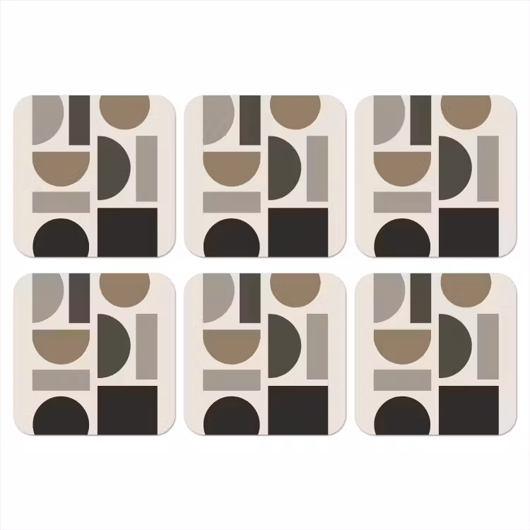 Natuurlijke tinten - Grafisch - Verticale compositie onderzetter kurk middel -3d