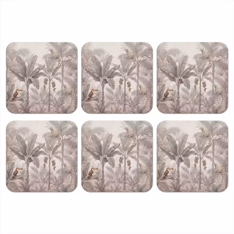 Natuur - Jungle - Ringstaartmaki - Bruin onderzetter kurk middel -3d