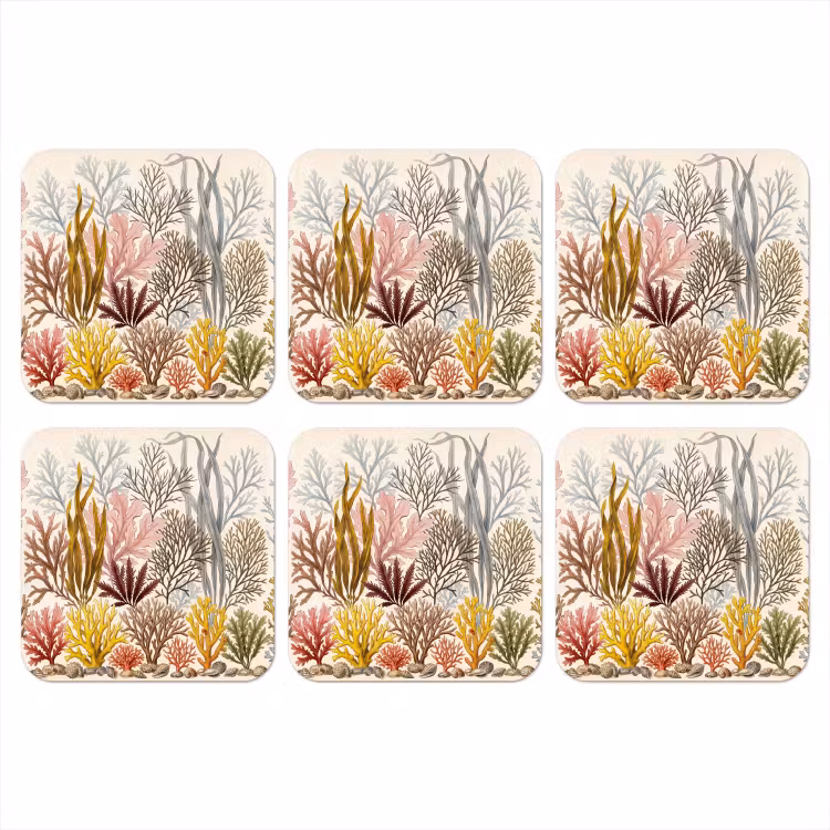 Natuur - Onderwater - Botanisch - Vintage - Kleurrijk onderzetter kurk middel -3d