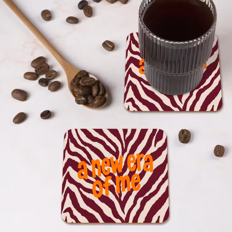 New era - Bordeaux - Zebraprint onderzetter kurk middel -sfeer2