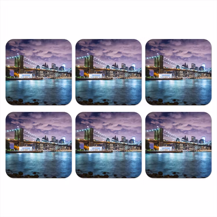 New York - Skyline - Stad - Kleuren onderzetter kurk middel -3d