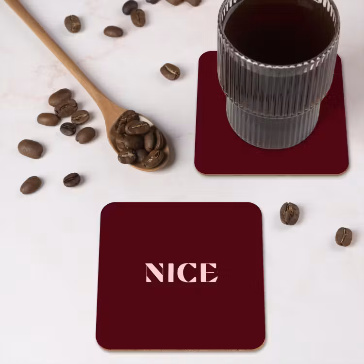 Nice - Bordeaux - Roze onderzetter kurk middel -sfeer2